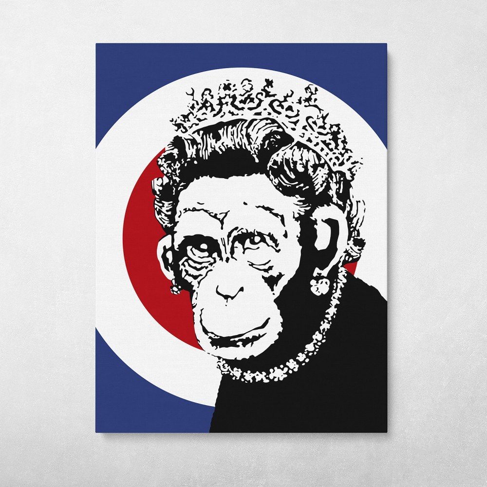 Banksy Monkey Queen art de rue graffiti toile murale